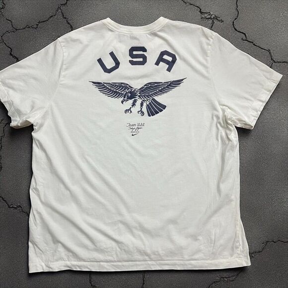 Nike Athletic Tokyo Japan Olympics Team USA Eagle White T-Shirt Men's Size XXL - Picture 1 of 8